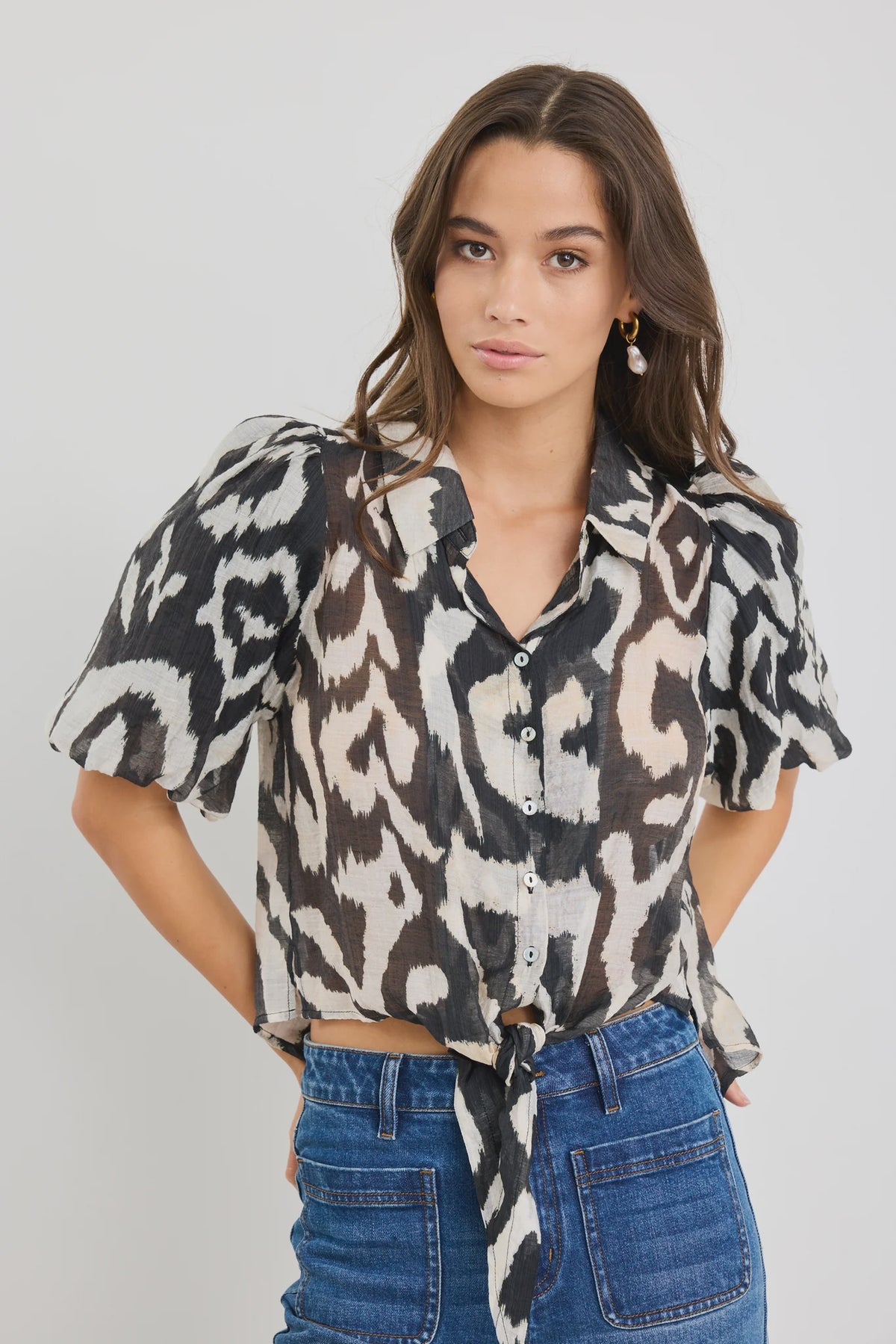 Exemption Black Zebra Tie Front