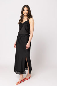 Lace Cami / Black Heavy Satin