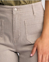 Daily Jean / Straight Leg Ankle Grazer / Ecru Stripe Denim