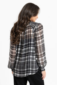 Honey Combe Blouse / Black Lurex Check