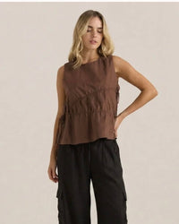 Elin Gathered Top / Chocolate