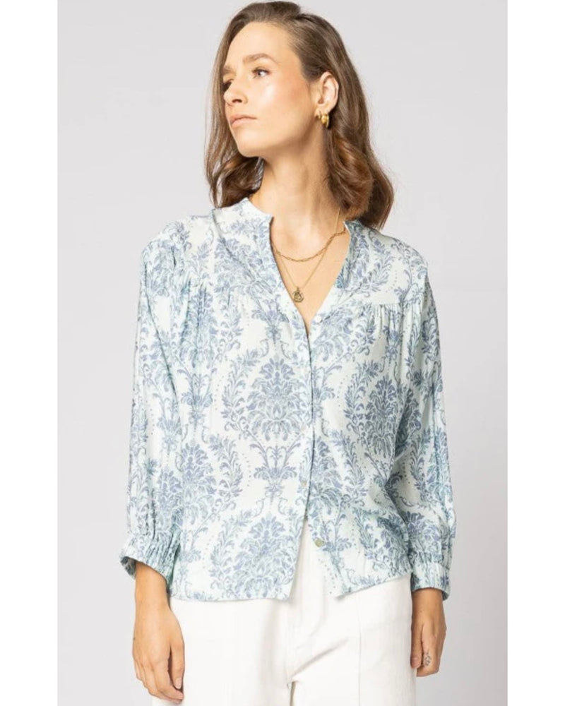 Bloom Blouse - Blue Damask