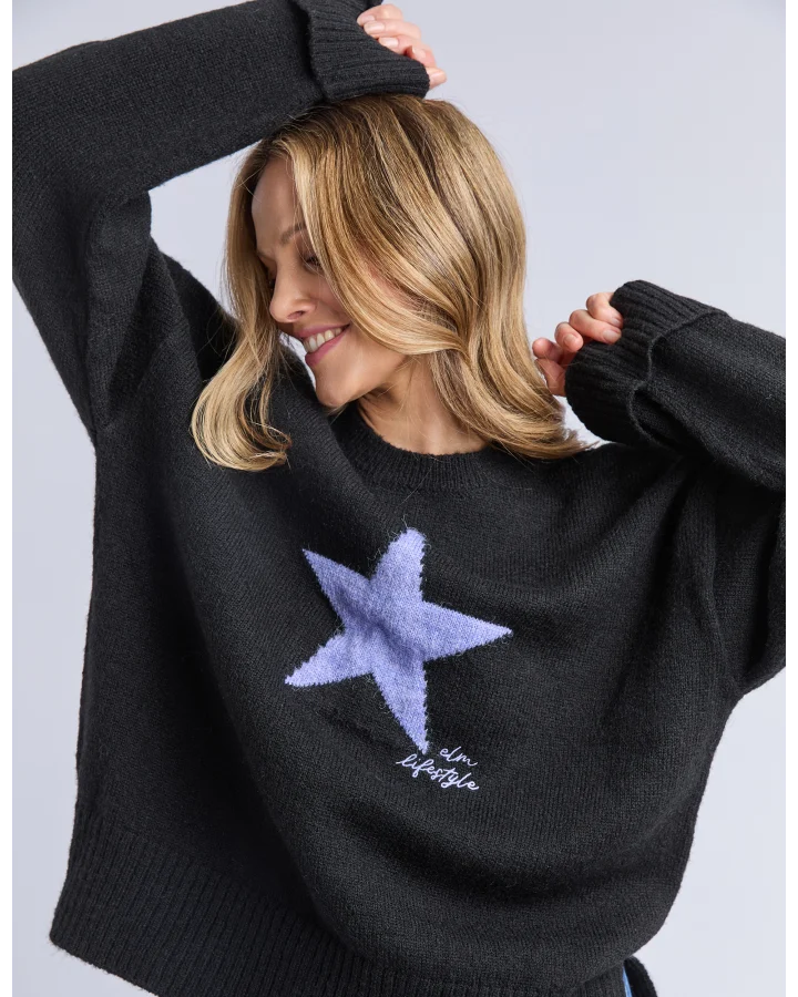 Star Intarsia Knit / Black