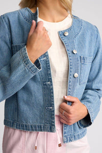 Cable Jacket / Light Wash Denim