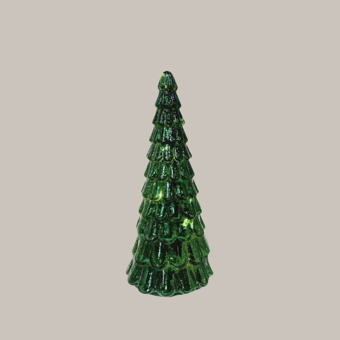 Frost Drop Glass Tree in Dark Green