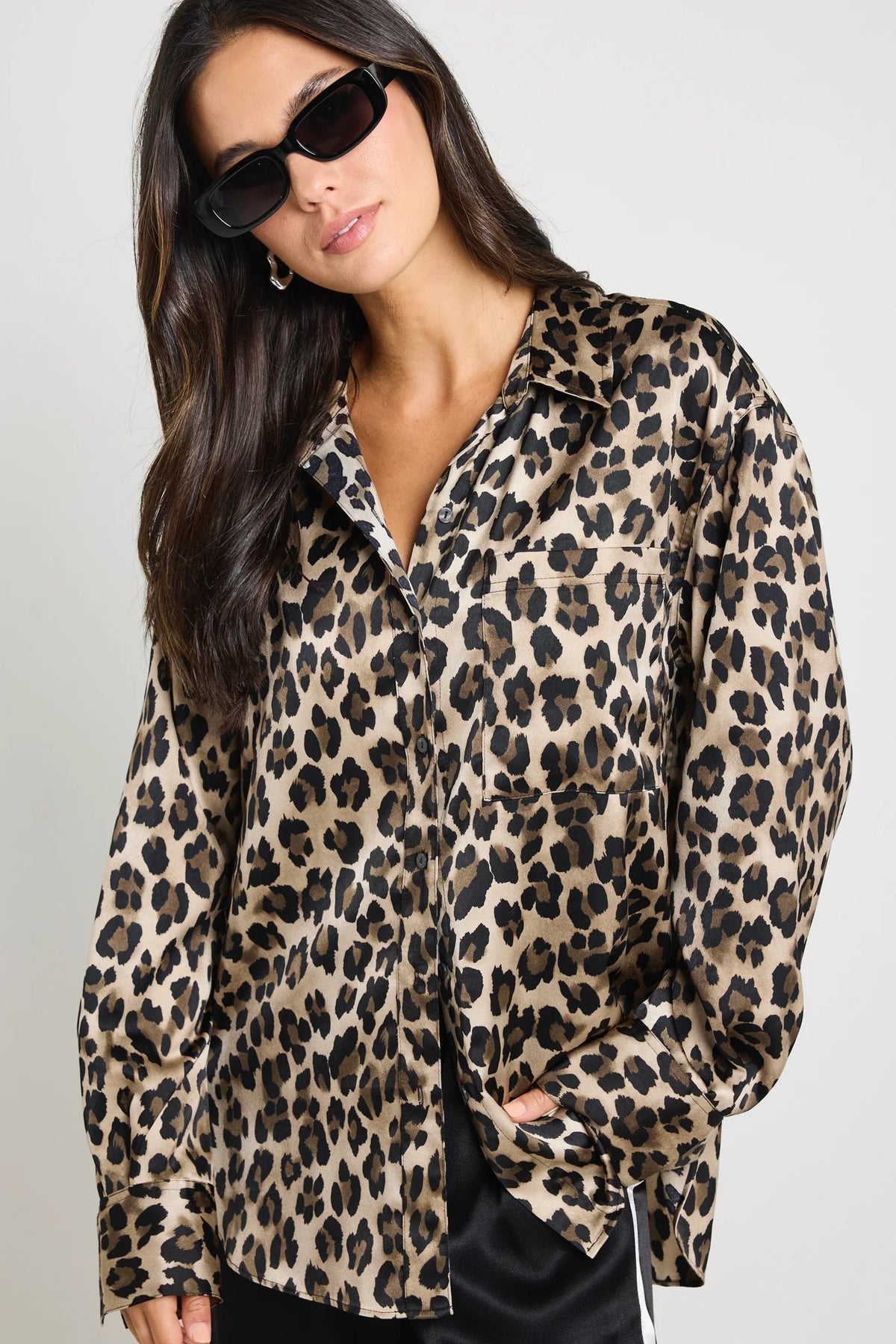 Felix Satin Oversized Shirt - Animal