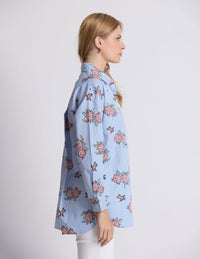 Estella Shirt - Floral Blue Stripe