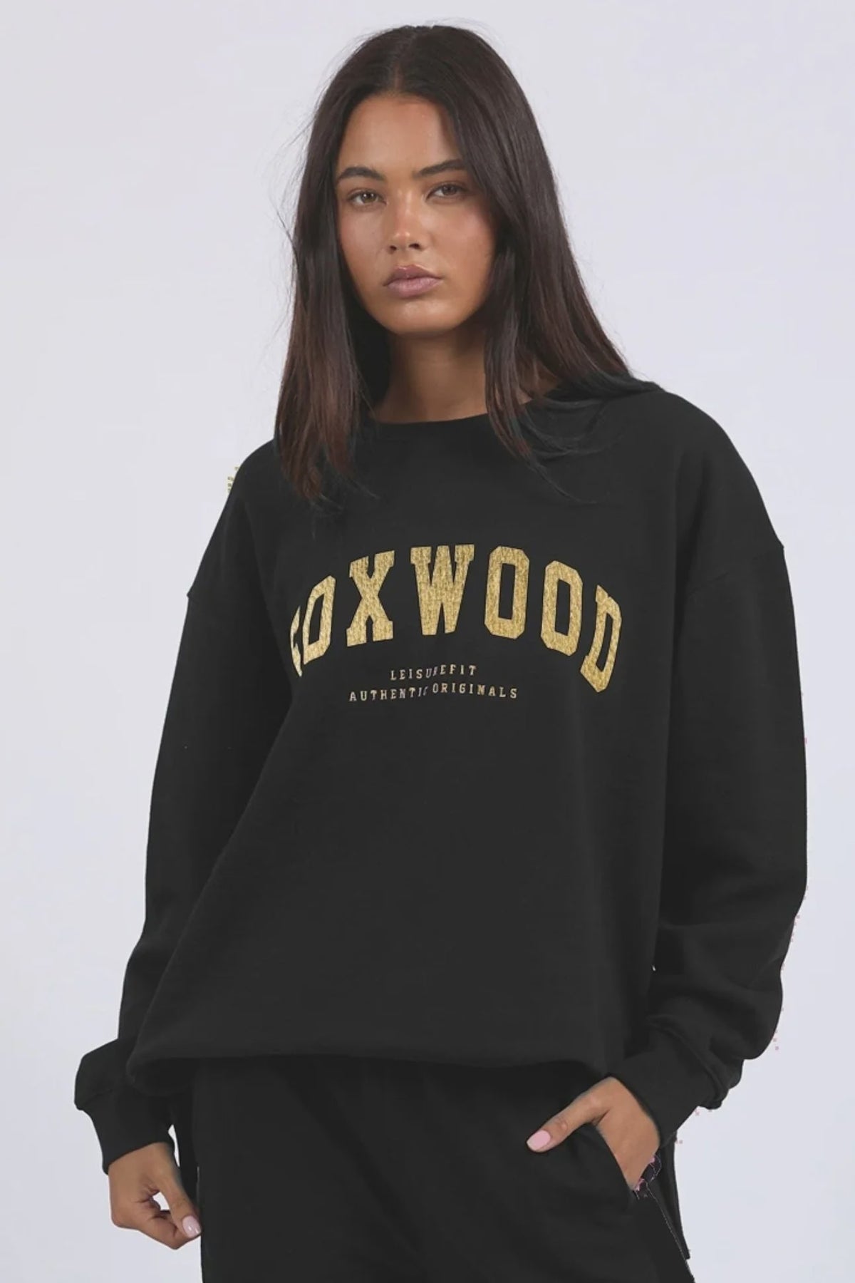Metallic Interval Crew - Black with Gold