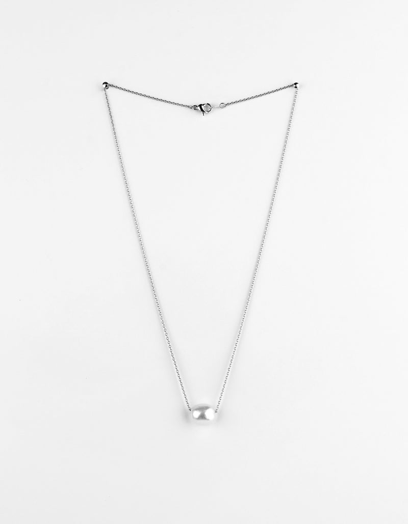 Silver Fresh Water Single Pearl Choker Chain