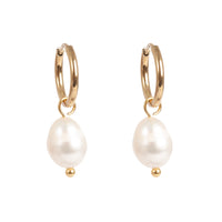 1047-0001 Pure Steel Freshwater Pearl Earring - Gold
