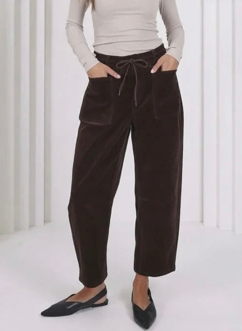 Leo Barrel Jeans Corduroy - Chocolate