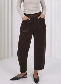 Leo Barrel Jeans Corduroy - Chocolate