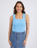 Square Neck Rib Tank - Azure Blue