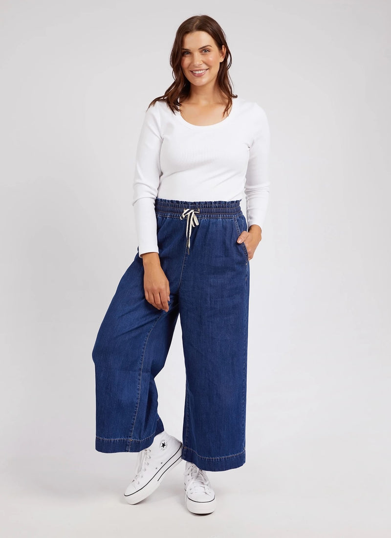 Greta Wide Leg Pant - Mid Blue Wash