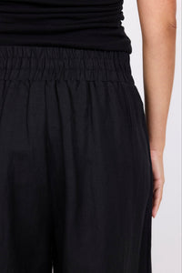 Guardian Black Petite Linen Viscose Elastic Back Pants