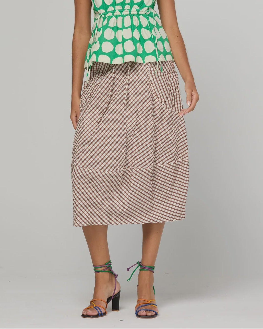 Guru Skirt - Cocoa Gingham