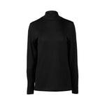 Merino Basic Long Sleeve Polo Neck Top - Black