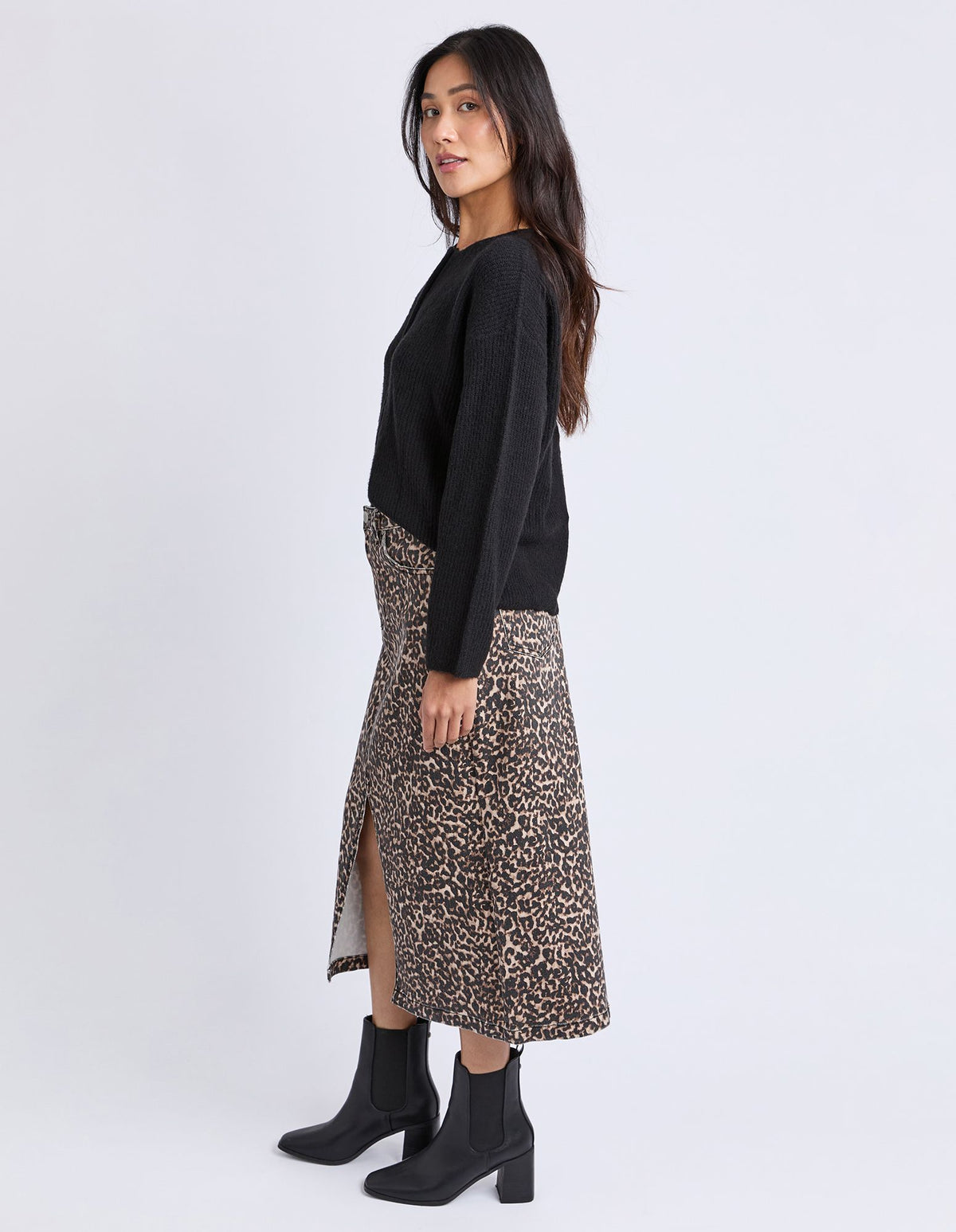 Leopard Denim Skirt - Leopard