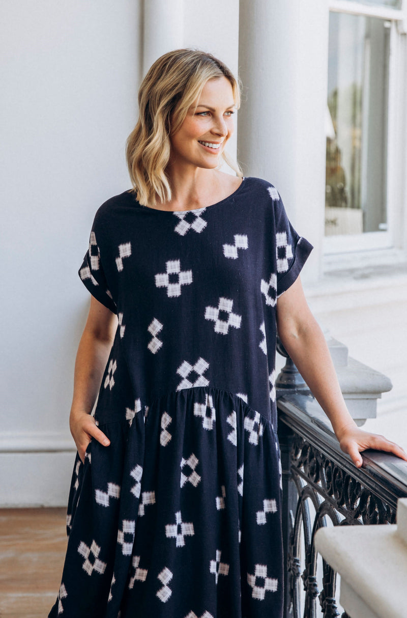 Positano Dress - Navy Print