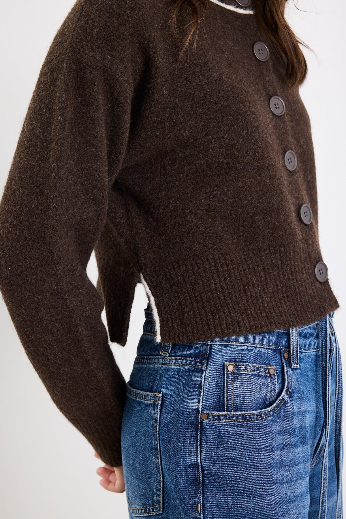 Habitual Chocolate Crewneck Cardigan