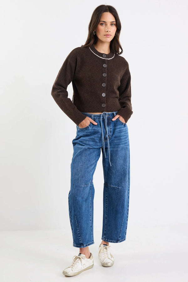 Habitual Chocolate Crewneck Cardigan