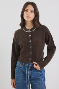 Habitual Chocolate Crewneck Cardigan