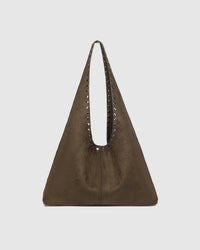 Hailey Suedette Shoulder Bag - Olive