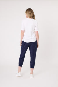 Harem Linen Pant - Navy Stripe