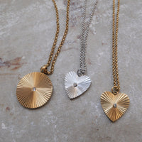 2046-0260 Pure Steel Heart Necklace Silver with CZ