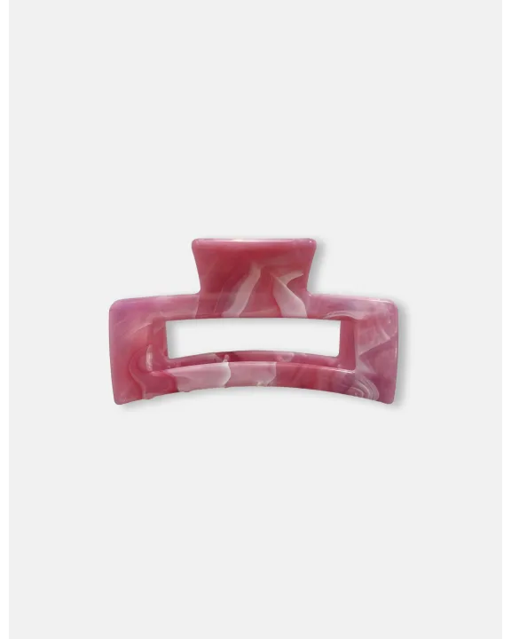 Rectangle Hair Claw - Marbled Hot Pink