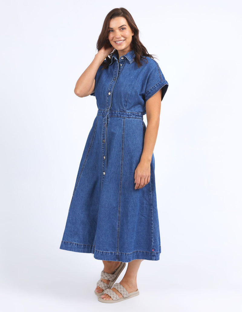 Aimee Denim Dress - Mid Blue Wash