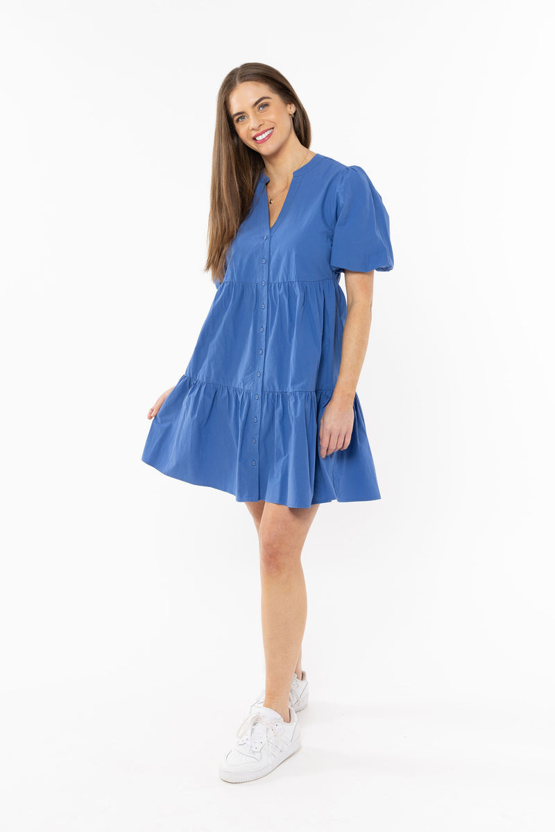 Reflective Mini Dress - Cobalt