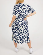 Stencil Floral Tee Dress - Naval Blue Floral Print