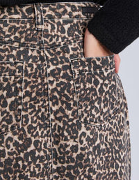 Leopard Denim Skirt - Leopard