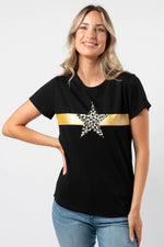 Leopard Star T-Shirt - Black