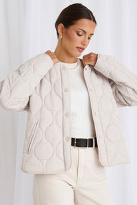 Apex Collarless Puffer Jacket - Putty