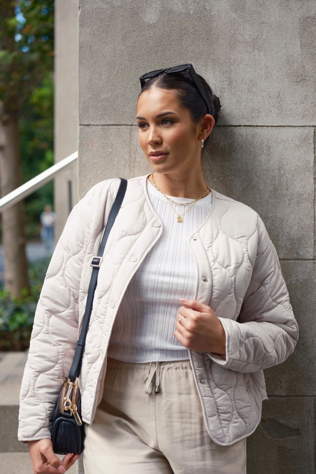 Apex Collarless Puffer Jacket - Putty