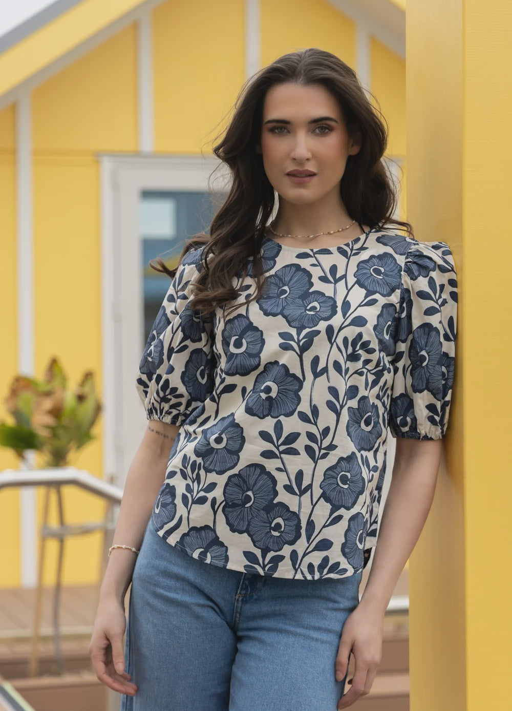 Relaxed Carefree Top / Ink Blossom