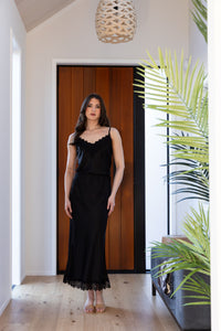 Lace Cami / Black Heavy Satin