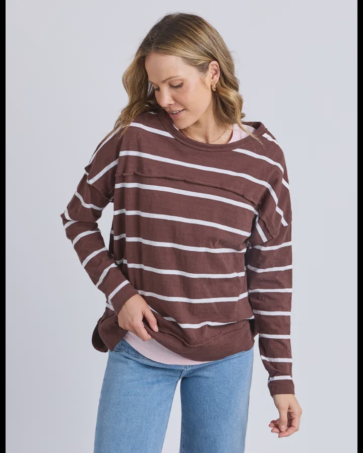 Layne Stripe Throw On / Chocolate & White Stripe
