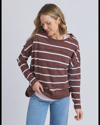 Layne Stripe Throw On / Chocolate & White Stripe