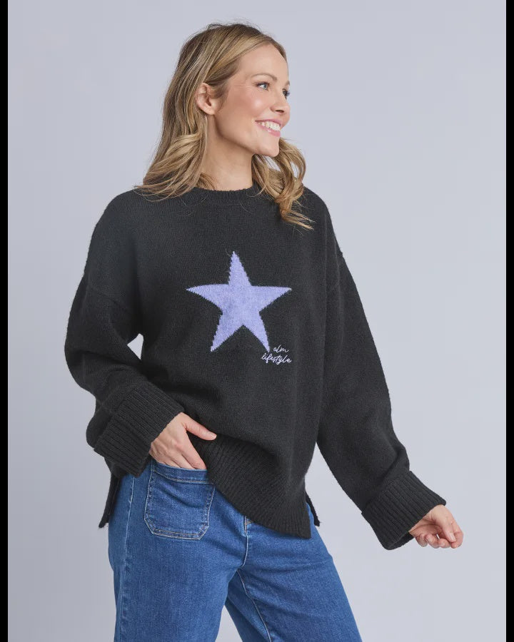 Star Intarsia Knit / Black