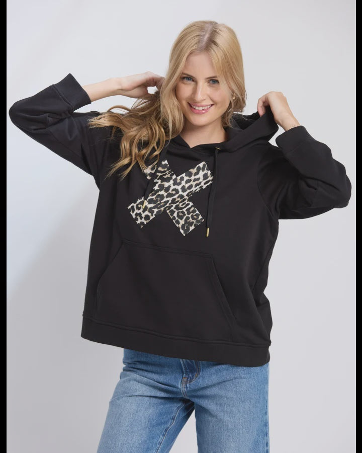 Hoodie Leopard Cross / Black