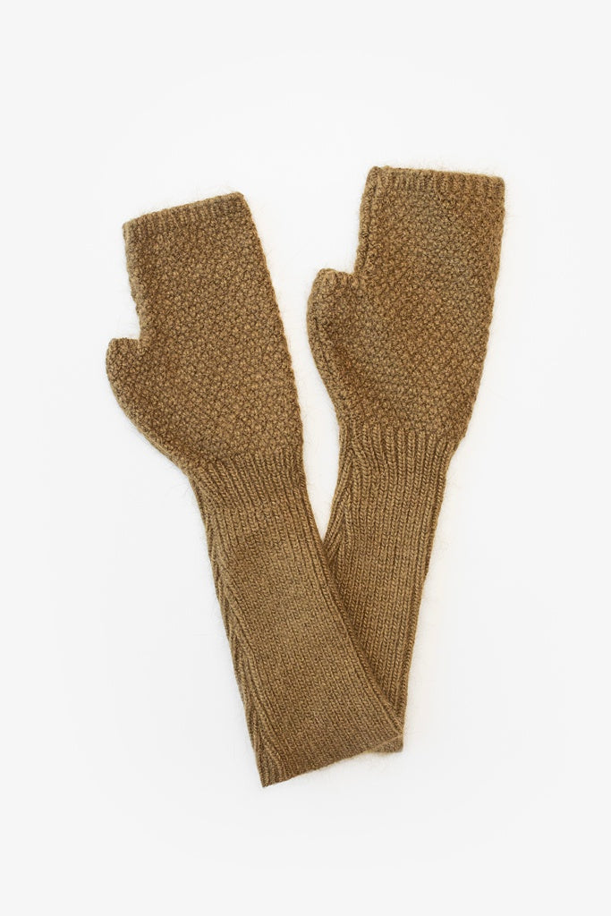Mabel Long Fingerless Gloves /  Angora Blend /Olive