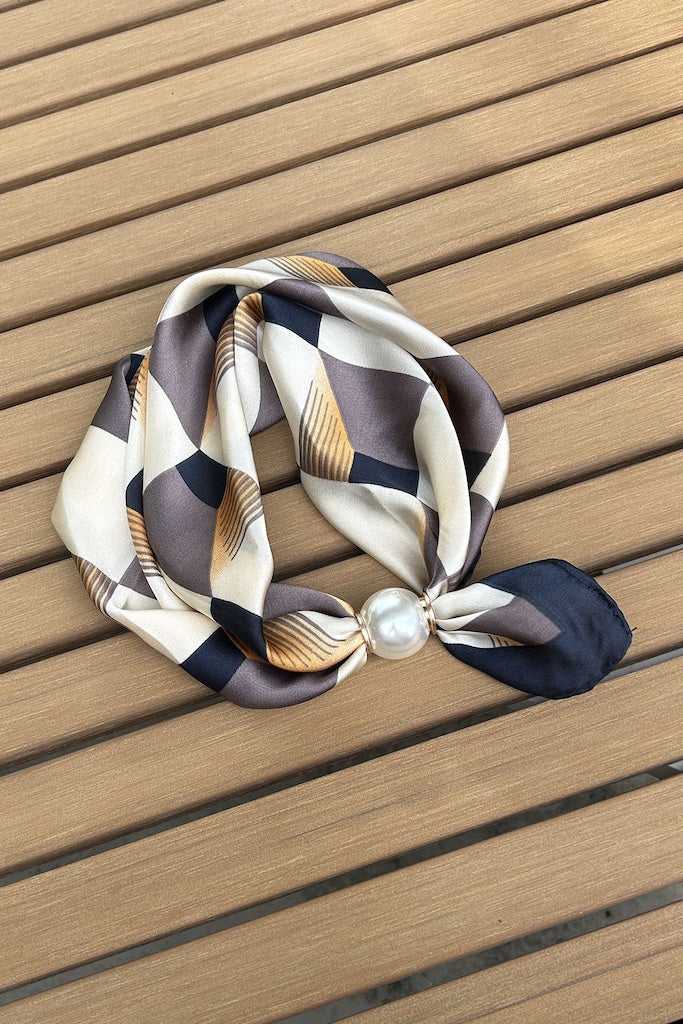 Pearl Fasten Neck Tie / Cityscape
