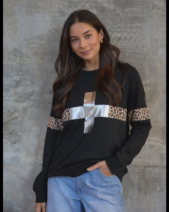 Classic Sweatshirt / Silver Cross Leopard