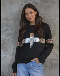 Classic Sweatshirt / Silver Cross Leopard