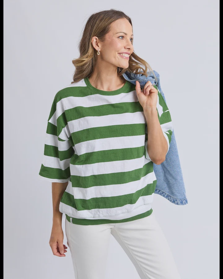 Mazie Block Stripe Sweat / Cedar & Marshmallow Stripe