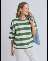Mazie Block Stripe Sweat / Cedar & Marshmallow Stripe