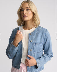 Cable Jacket / Light Wash Denim